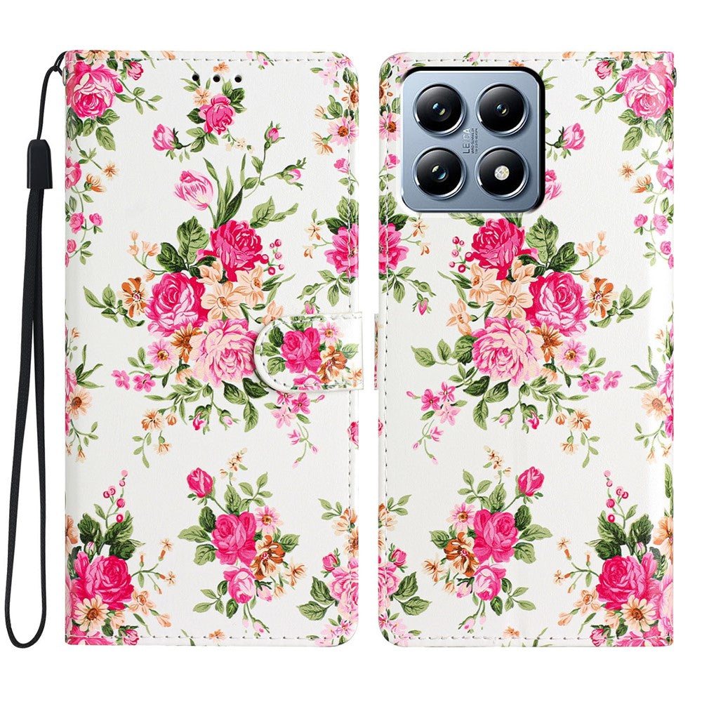 For Xiaomi 15T Wallet Case PU Leather Pattern Printing Stand Phone Cover with Strap