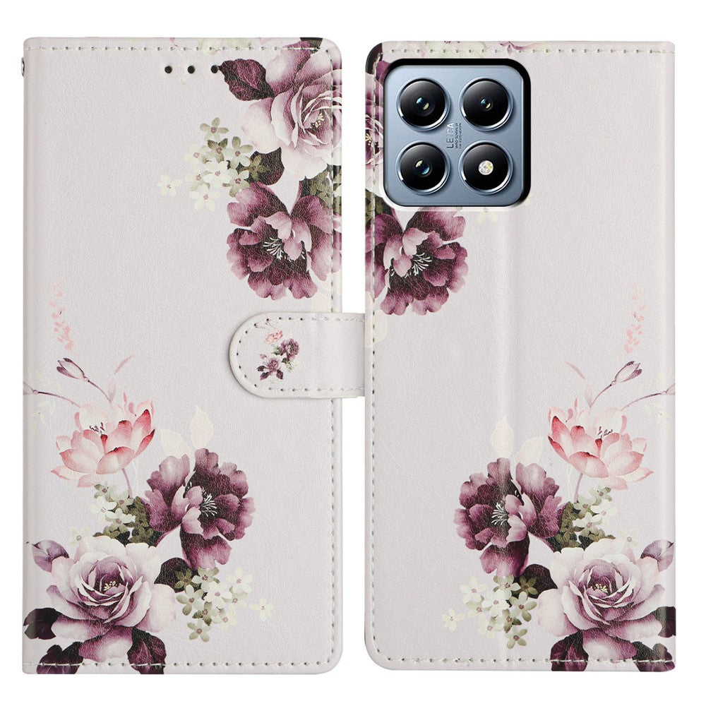 For Xiaomi 15T Pro Case Pattern Printing Wallet Stand Flip Leather Phone Cover with Strap