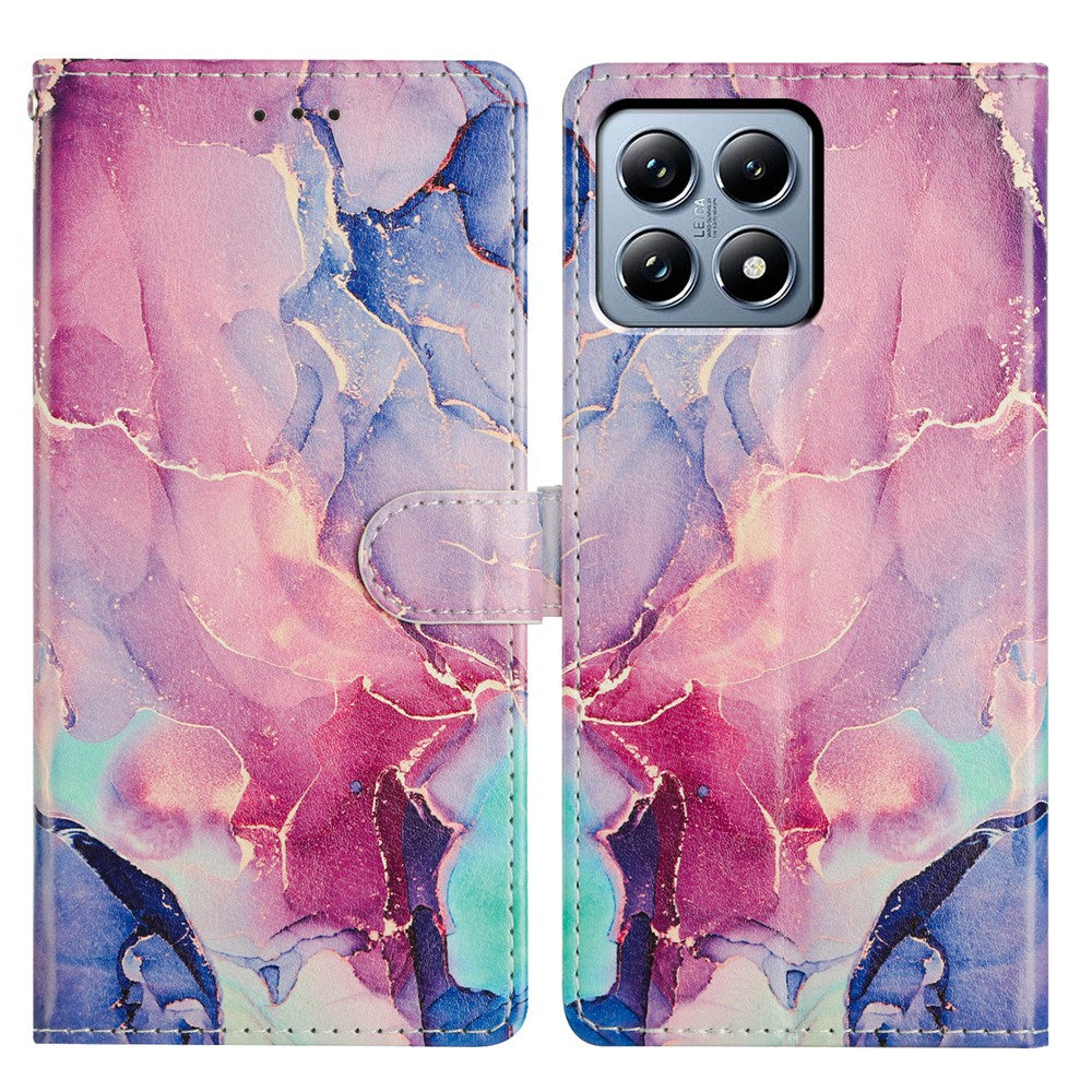 For Xiaomi 15T Pro Case Pattern Printing Wallet Stand Flip Leather Phone Cover with Strap