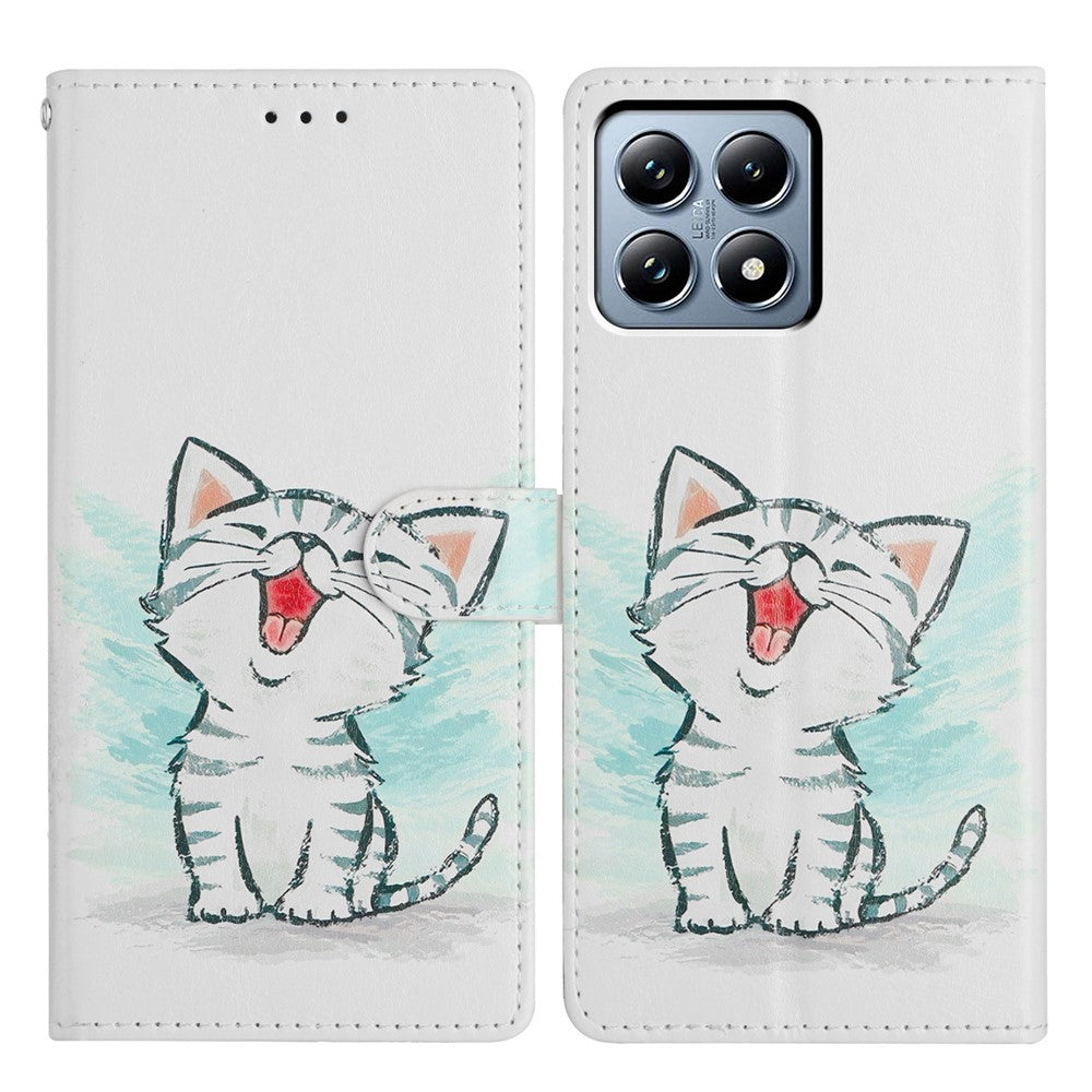 For Xiaomi 15T Pro Case Pattern Printing Wallet Stand Flip Leather Phone Cover with Strap