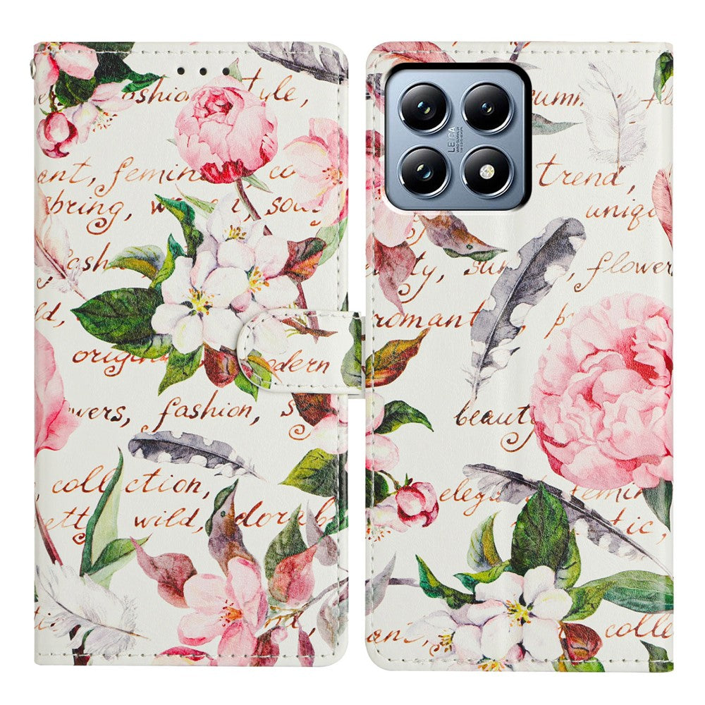 For Xiaomi 15T Pro Case Pattern Printing Wallet Stand Flip Leather Phone Cover with Strap