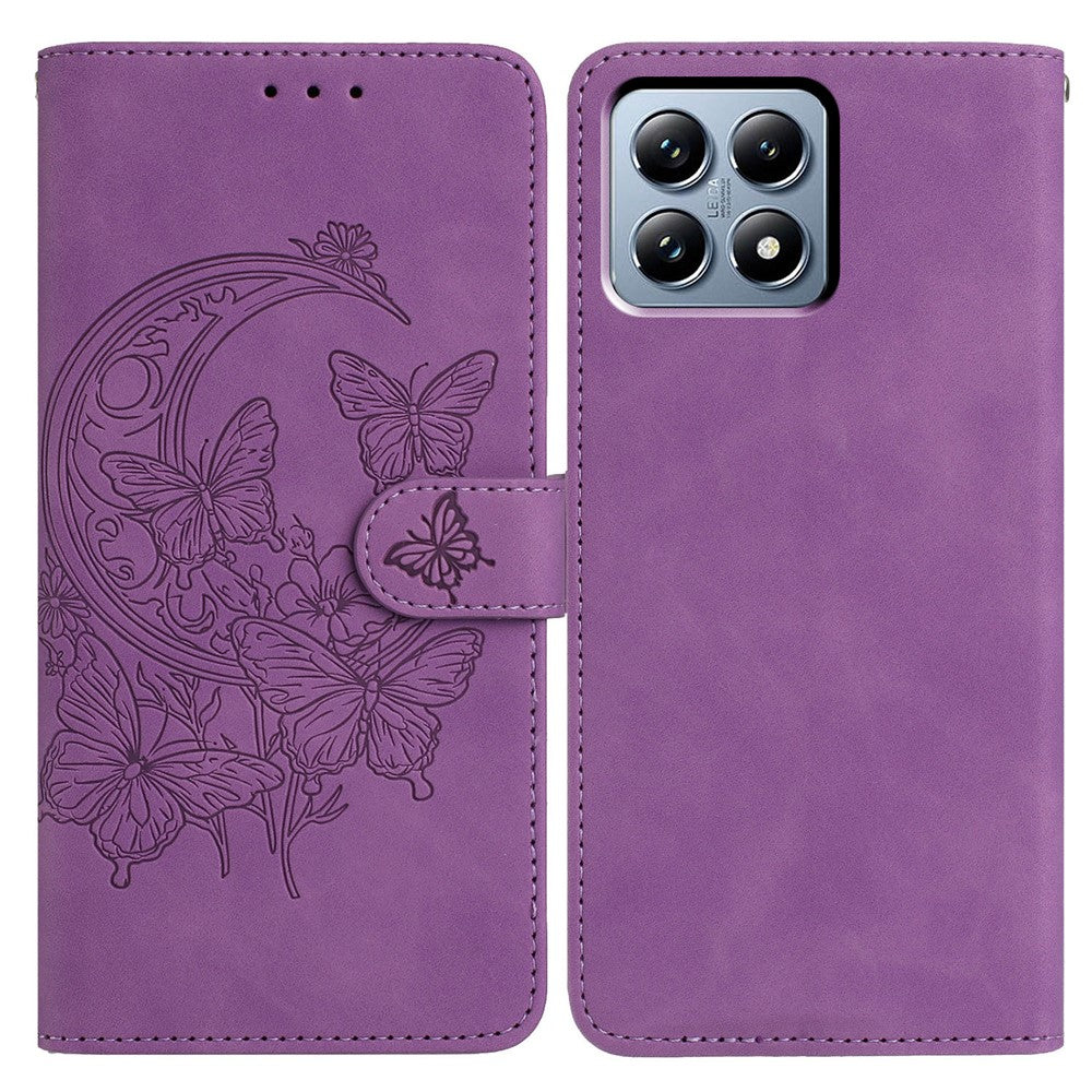 For Xiaomi 15T Pro Case Butterfly Flower Imprint PU Leather Wallet Stand Phone Cover