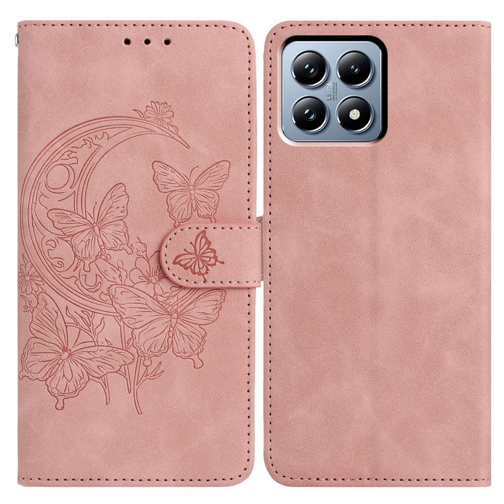 For Xiaomi 15T Pro Case Butterfly Flower Imprint PU Leather Wallet Stand Phone Cover