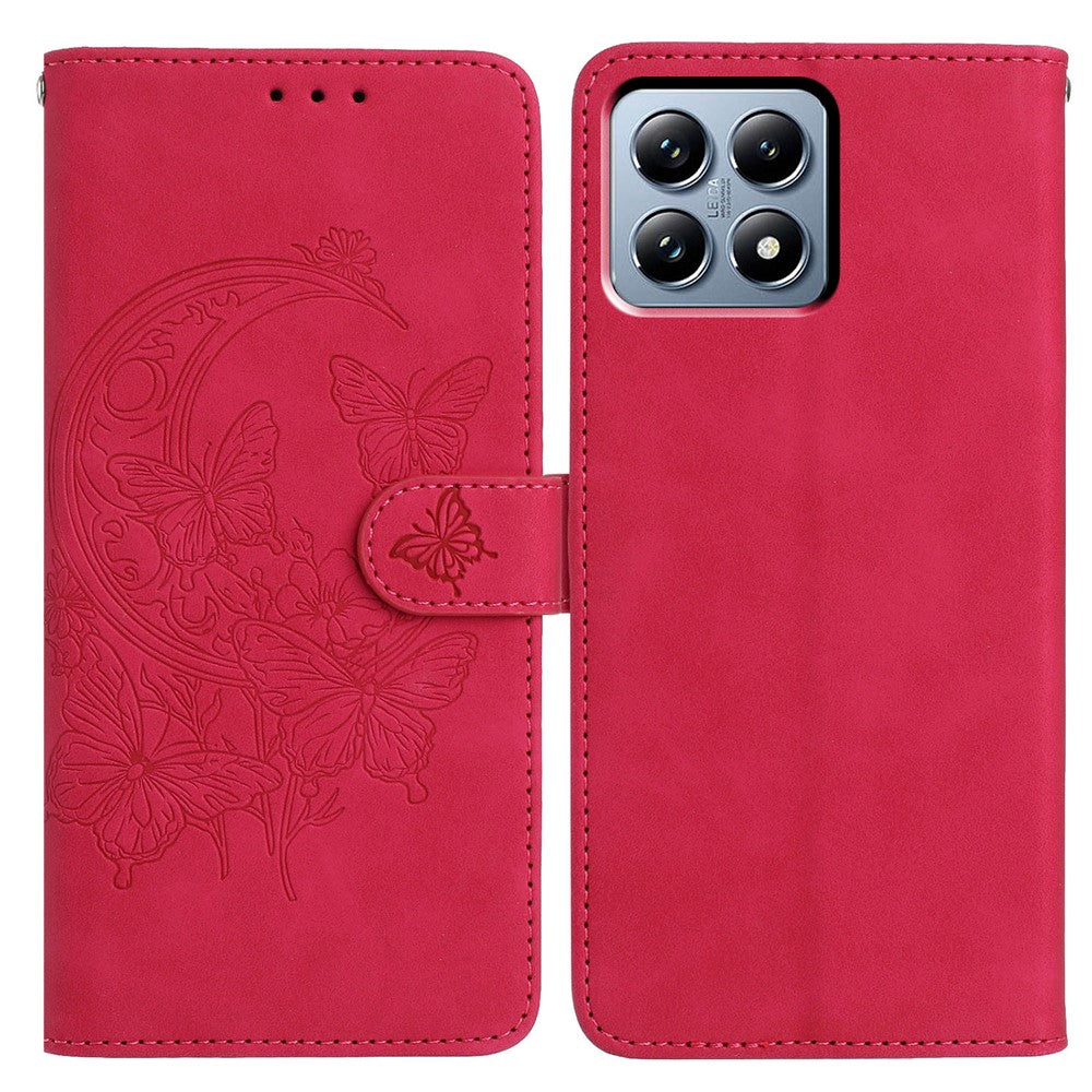 For Xiaomi 15T Pro Case Butterfly Flower Imprint PU Leather Wallet Stand Phone Cover