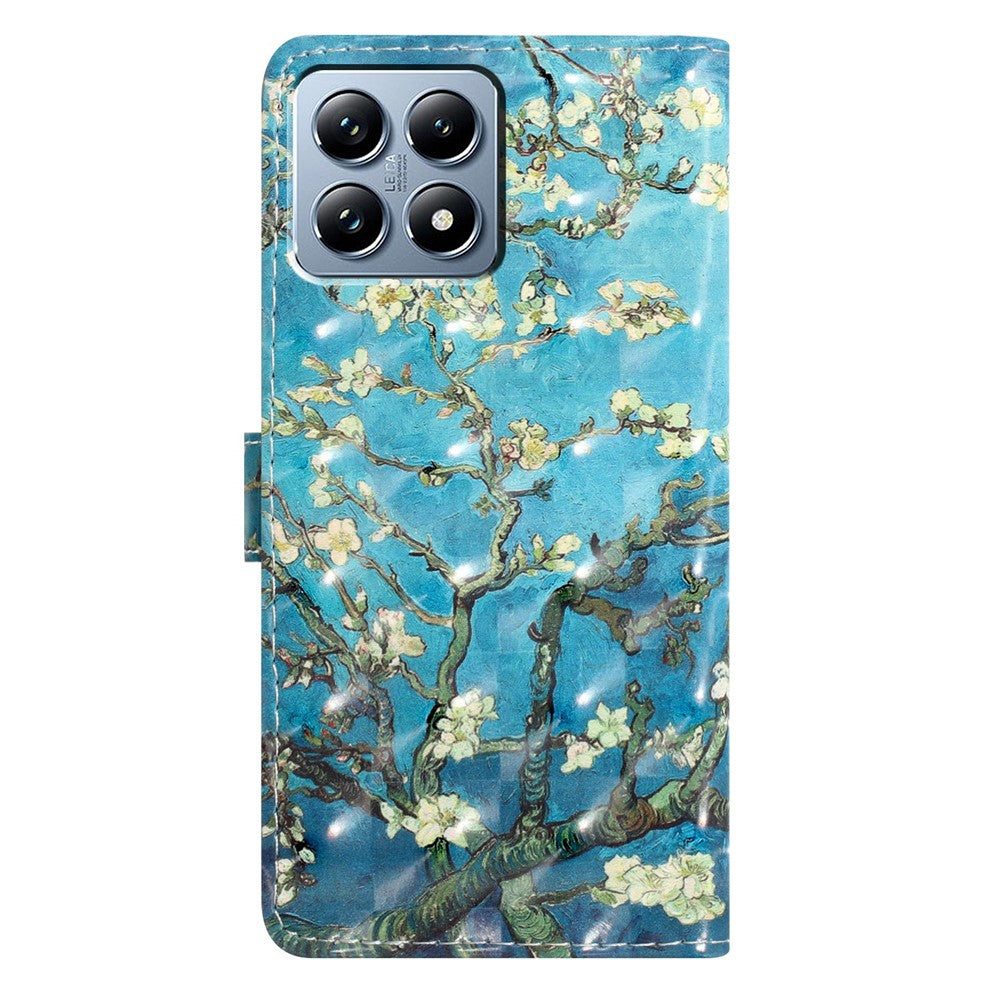 Xiaomi 15T Pro-skal PU-läderplånboksfodral med 3D-mönsterutskrift