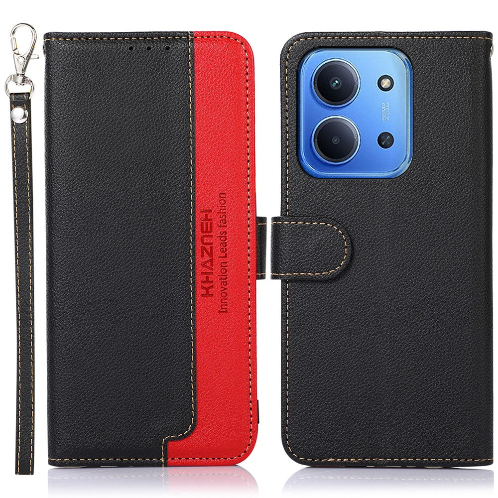 KHAZNEH For Xiaomi Redmi 15C 5G (EU) (173mm) / 15C 4G (EU) (173mm) Case RFID Blocking Wallet PU Leather Phone Cover with Strap