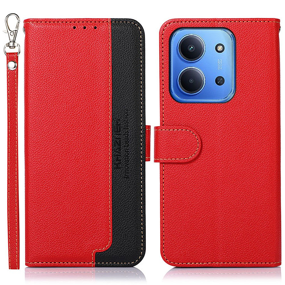 KHAZNEH For Xiaomi Redmi 15C 4G (Global) (171mm) / Poco C85 4G (171mm) Case RFID Blocking Wallet PU Leather Phone Cover with Strap