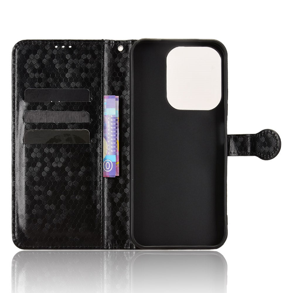 For Xiaomi Redmi 15C 4G (Global) (171mm) / Poco C85 4G (171mm) Wallet Case Dot Pattern Imprint PU Leather Phone Cover with Wrist Strap