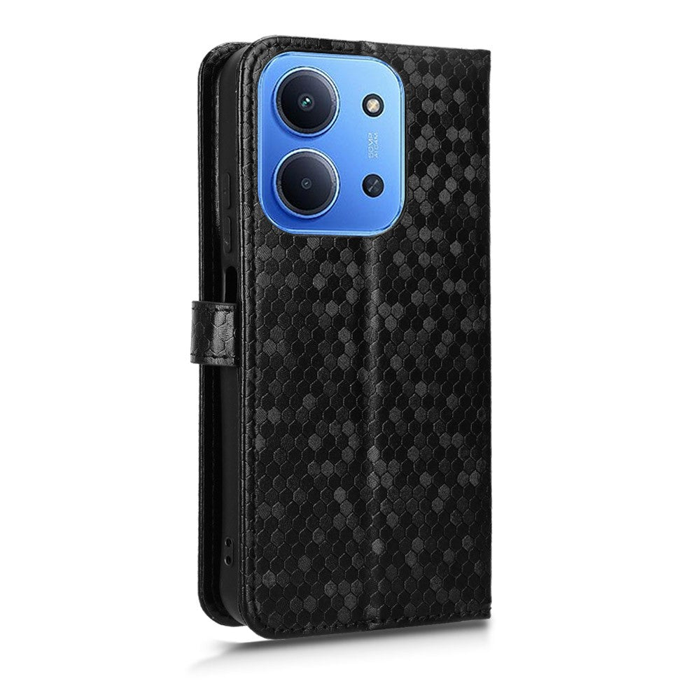 For Xiaomi Redmi 15C 4G (Global) (171mm) / Poco C85 4G (171mm) Wallet Case Dot Pattern Imprint PU Leather Phone Cover with Wrist Strap