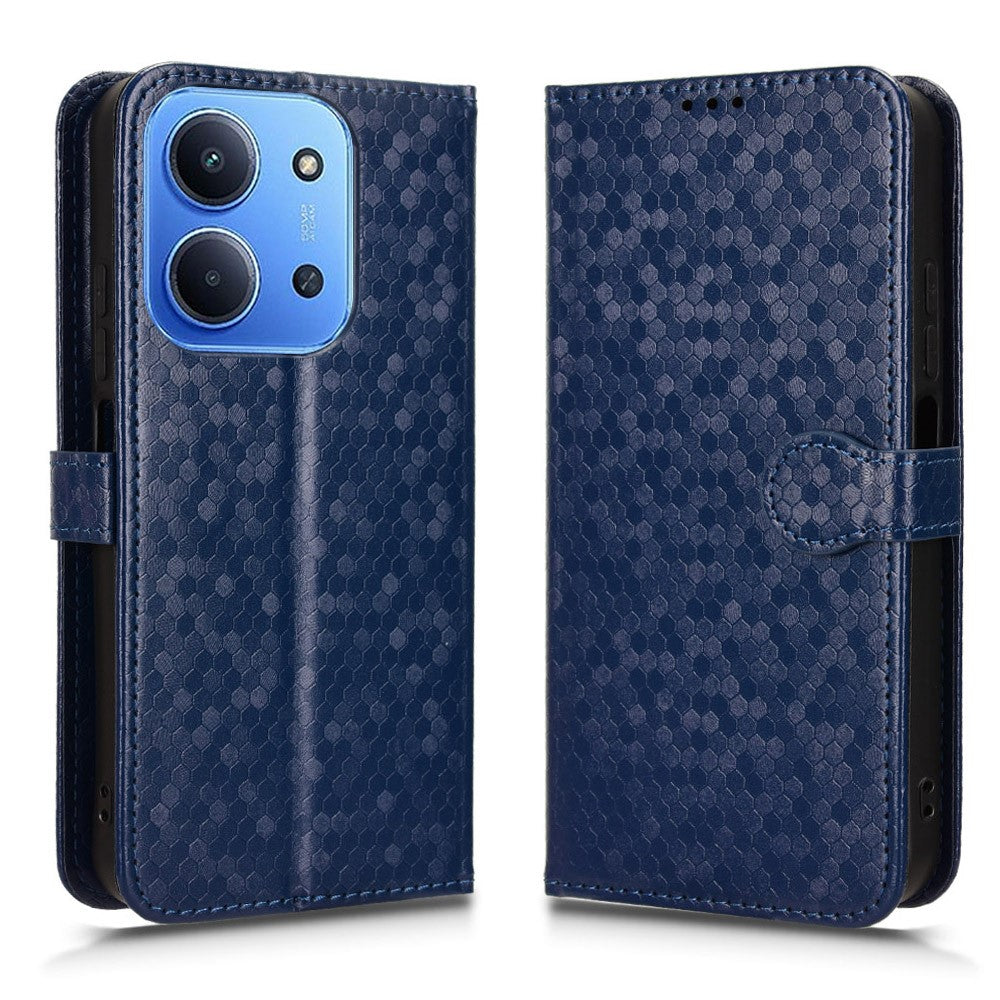 For Xiaomi Redmi 15C 4G (Global) (171mm) / Poco C85 4G (171mm) Wallet Case Dot Pattern Imprint PU Leather Phone Cover with Wrist Strap