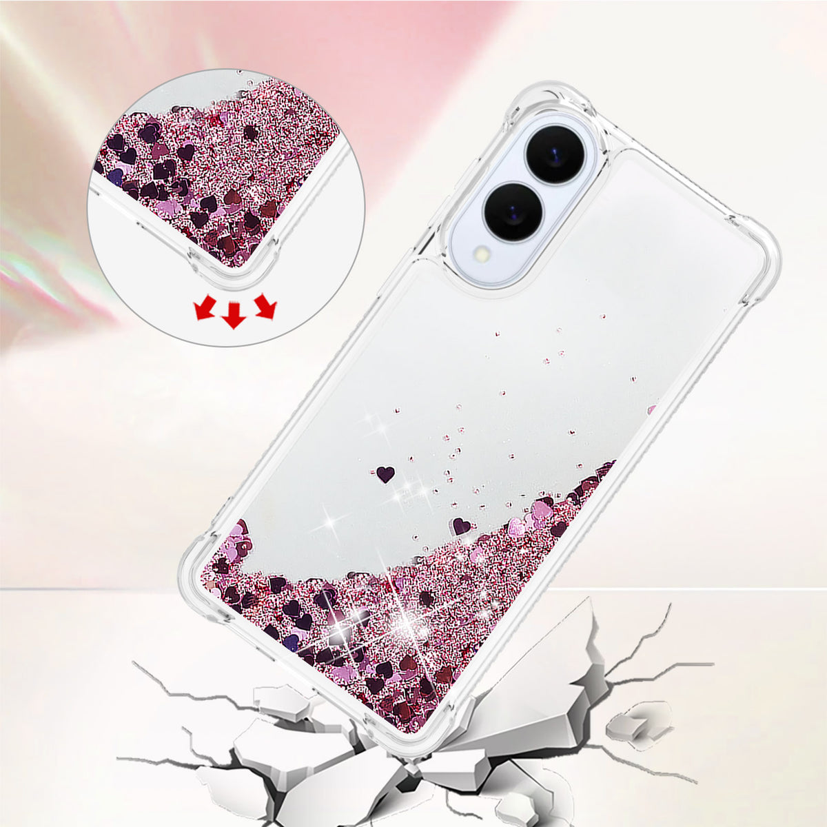 Samsung Galaxy S25 Edge TPU-skal Glitter Quicksand Stötsäkert mobilskydd
