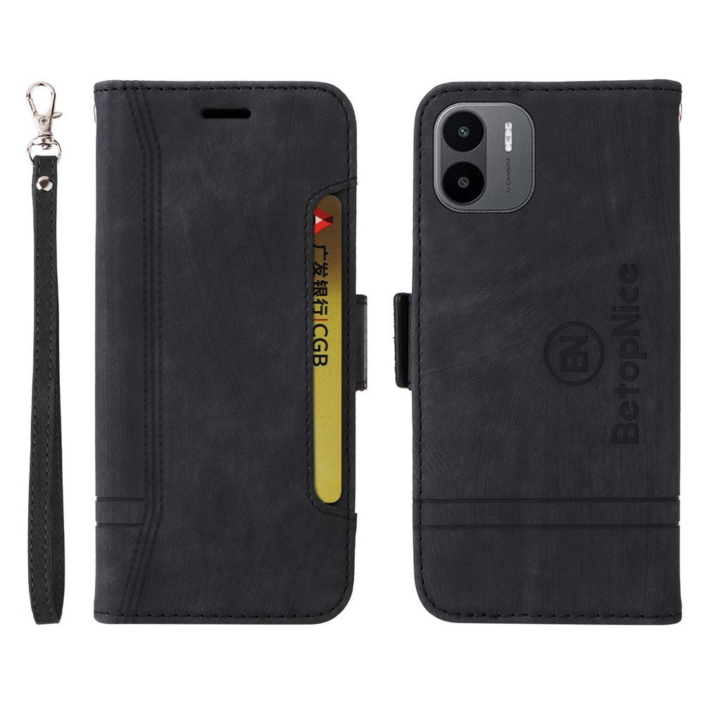 BETOPNICE 001 For Xiaomi Redmi A1 4G / A2 4G PU Leather Anti-fall Phone Case Wallet Stand Imprinted Stitching Line Protective Cell Phone Cover