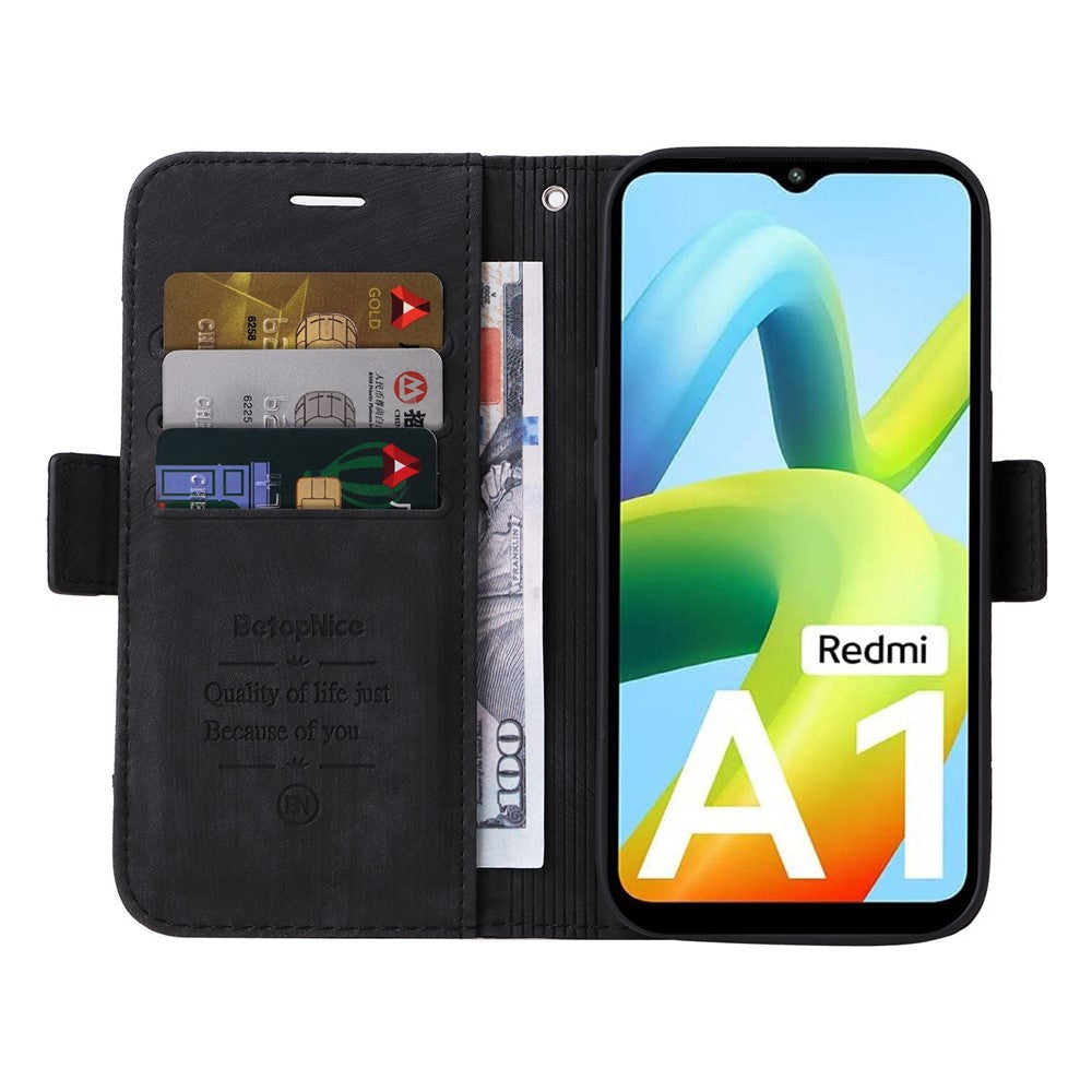 BETOPNICE 001 For Xiaomi Redmi A1 4G / A2 4G PU Leather Anti-fall Phone Case Wallet Stand Imprinted Stitching Line Protective Cell Phone Cover