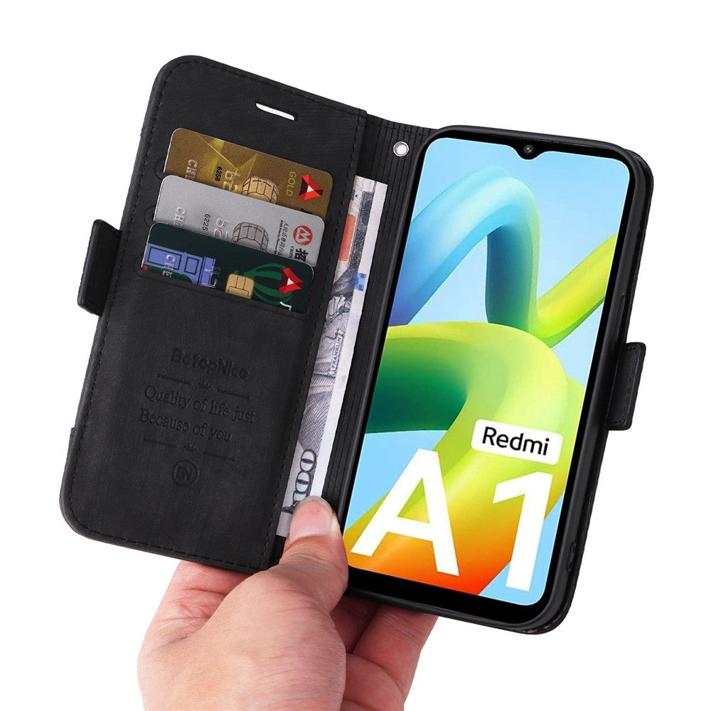 BETOPNICE 001 For Xiaomi Redmi A1 4G / A2 4G PU Leather Anti-fall Phone Case Wallet Stand Imprinted Stitching Line Protective Cell Phone Cover