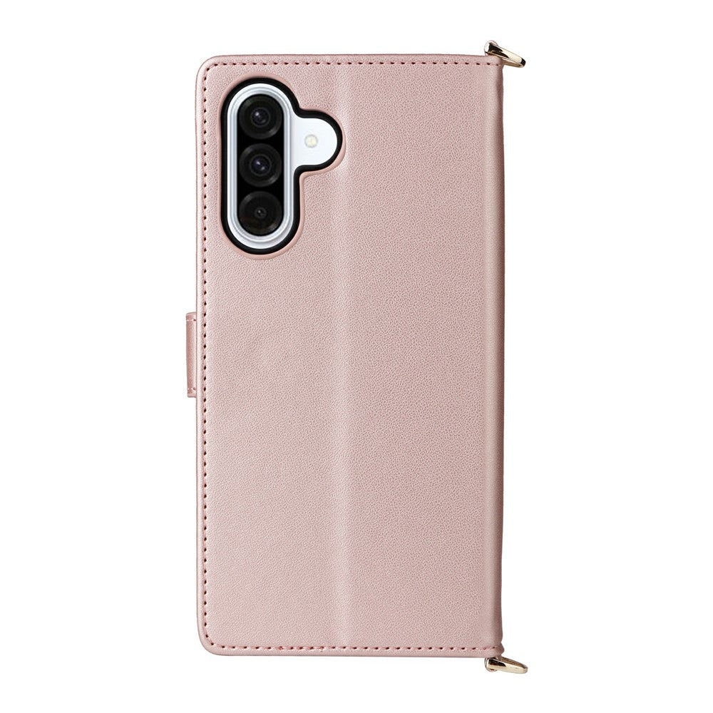 Samsung Galaxy A18 5G / A18 4G / A17 5G / A17 4G-cover med skulder-/håndledsrem, lædercover med stativ og pung
