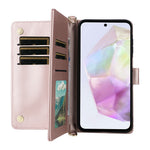 Samsung Galaxy A18 5G / A18 4G / A17 5G / A17 4G-cover med skulder-/håndledsrem, lædercover med stativ og pung