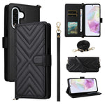 Samsung Galaxy A18 5G / A18 4G / A17 5G / A17 4G-cover med skulder-/håndledsrem, lædercover med stativ og pung