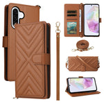 Samsung Galaxy A18 5G / A18 4G / A17 5G / A17 4G-cover med skulder-/håndledsrem, lædercover med stativ og pung