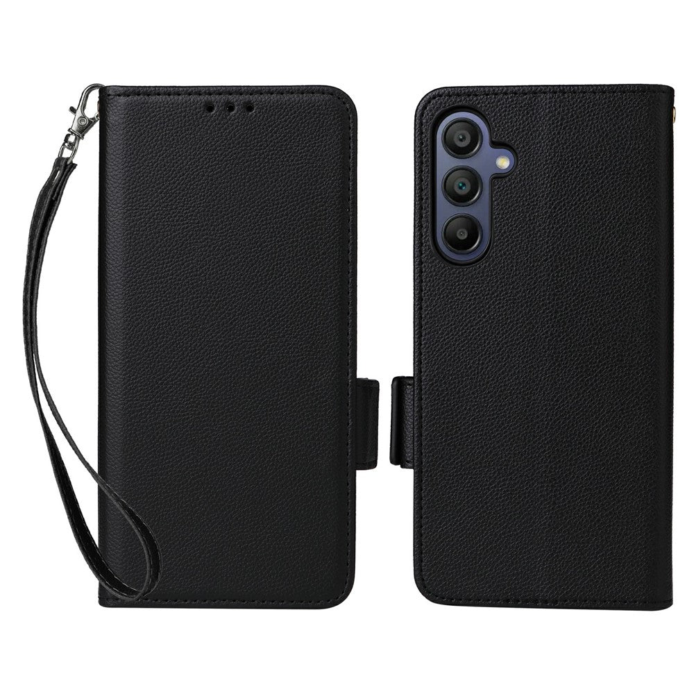 Samsung Galaxy A18 5G / A18 4G / A17 5G / A17 4G etui med håndledsrem, litchi-tekstur, PU-læder og pung