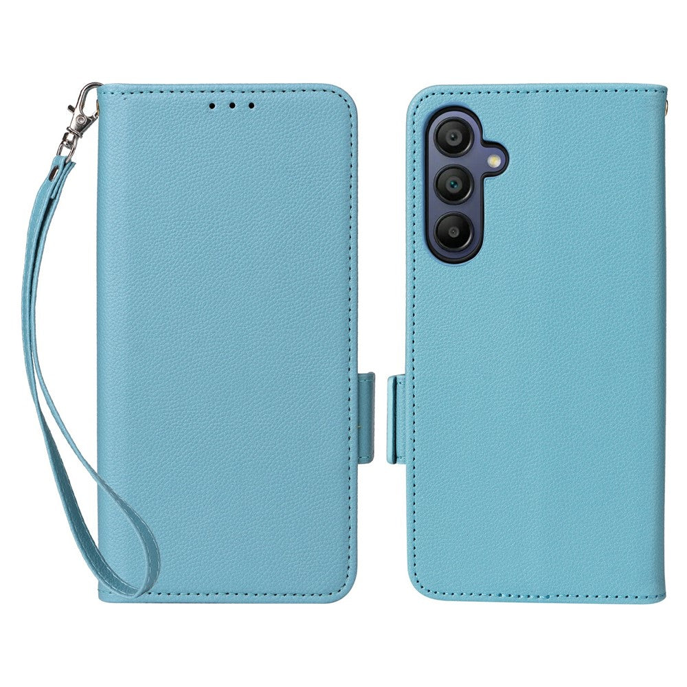Samsung Galaxy A18 5G / A18 4G / A17 5G / A17 4G etui med håndledsrem, litchi-tekstur, PU-læder og pung