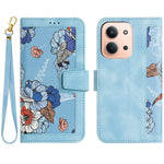 PU-læderetui til Xiaomi Redmi 15C 4G (Global) (171mm) / Poco C85 4G (171mm) med blomstermønster og kortpladser