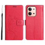 Xiaomi Redmi 15C 4G (Global) (171mm) / Poco C85 4G (171mm) Läderfodral med fjärilsblommatryck och rem