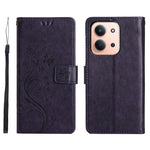 Xiaomi Redmi 15C 4G (Global) (171mm) / Poco C85 4G (171mm) Läderfodral med fjärilsblommatryck och rem