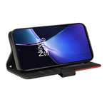 Til Oppo K12x 5G (Kina) / OnePlus Nord CE4 Lite 5G Læder Telefonetui Standerpung med To-farvet Sammenflettet Design