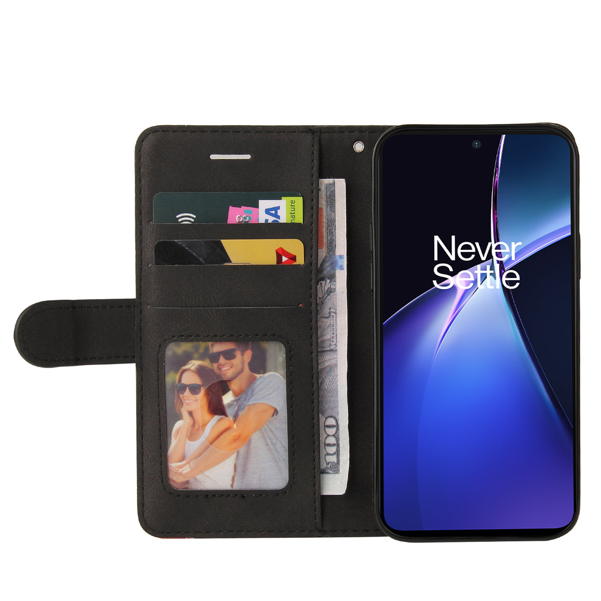 Til Oppo K12x 5G (Kina) / OnePlus Nord CE4 Lite 5G Læder Telefonetui Standerpung med To-farvet Sammenflettet Design