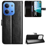 For Xiaomi Redmi 15C 4G (Global) (171mm) / Poco C85 4G (171mm) PU Leather Case with Strap Crazy Horse Texture Phone Wallet Cover