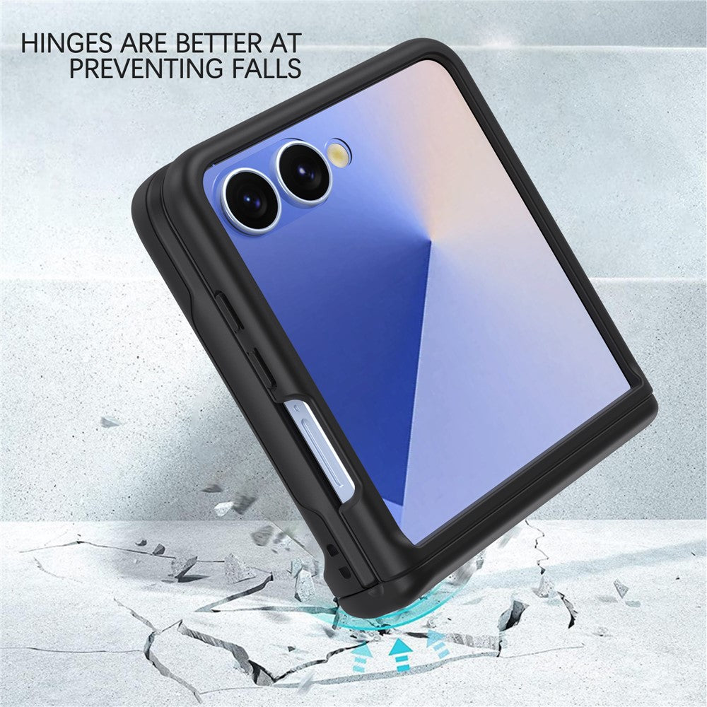 For Samsung Galaxy Z Flip7 5G Case Spring Hinge PC Folding Phone Cover with Card Slot