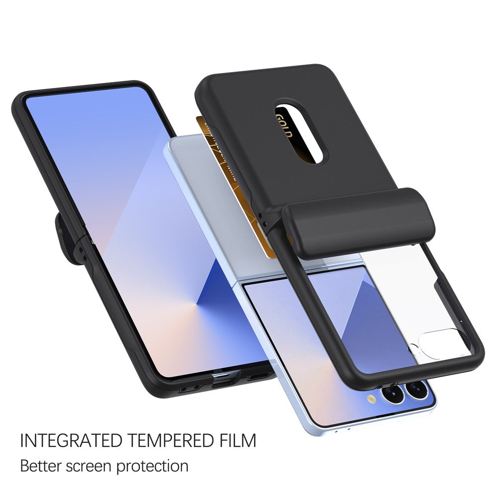 For Samsung Galaxy Z Flip7 5G Case Spring Hinge PC Folding Phone Cover with Card Slot