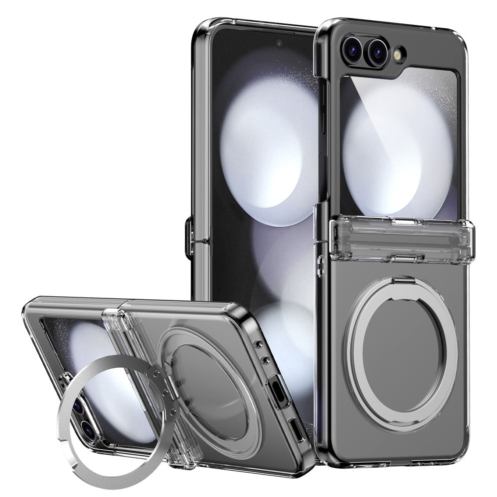 For Samsung Galaxy Z Flip7 5G Case with Magnetic Kickstand Spring Hinge PC Folding Phone Cover