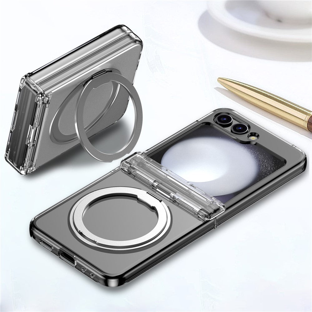 For Samsung Galaxy Z Flip7 5G Case with Magnetic Kickstand Spring Hinge PC Folding Phone Cover