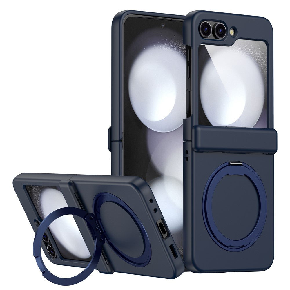 For Samsung Galaxy Z Flip7 5G Case with Magnetic Kickstand Spring Hinge PC Folding Phone Cover