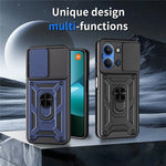 Xiaomi Redmi 15C 5G (EU) (173 mm) / 15C 4G (EU) (173 mm) fodral med skjutbart kameralock PC + TPU-stativ mobilskal