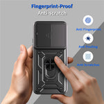 Xiaomi Redmi 15C 5G (EU) (173 mm) / 15C 4G (EU) (173 mm) fodral med skjutbart kameralock PC + TPU-stativ mobilskal