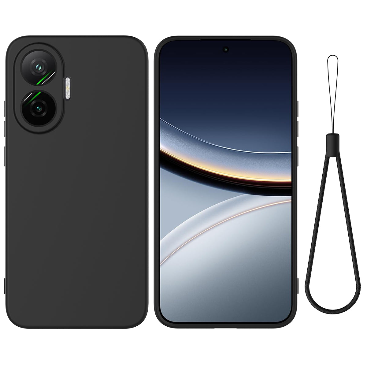 For Xiaomi Redmi Turbo 4 Pro 5G / Xiaomi Poco F7 5G Liquid Silicone Case Phone Back Cover with Hand Strap