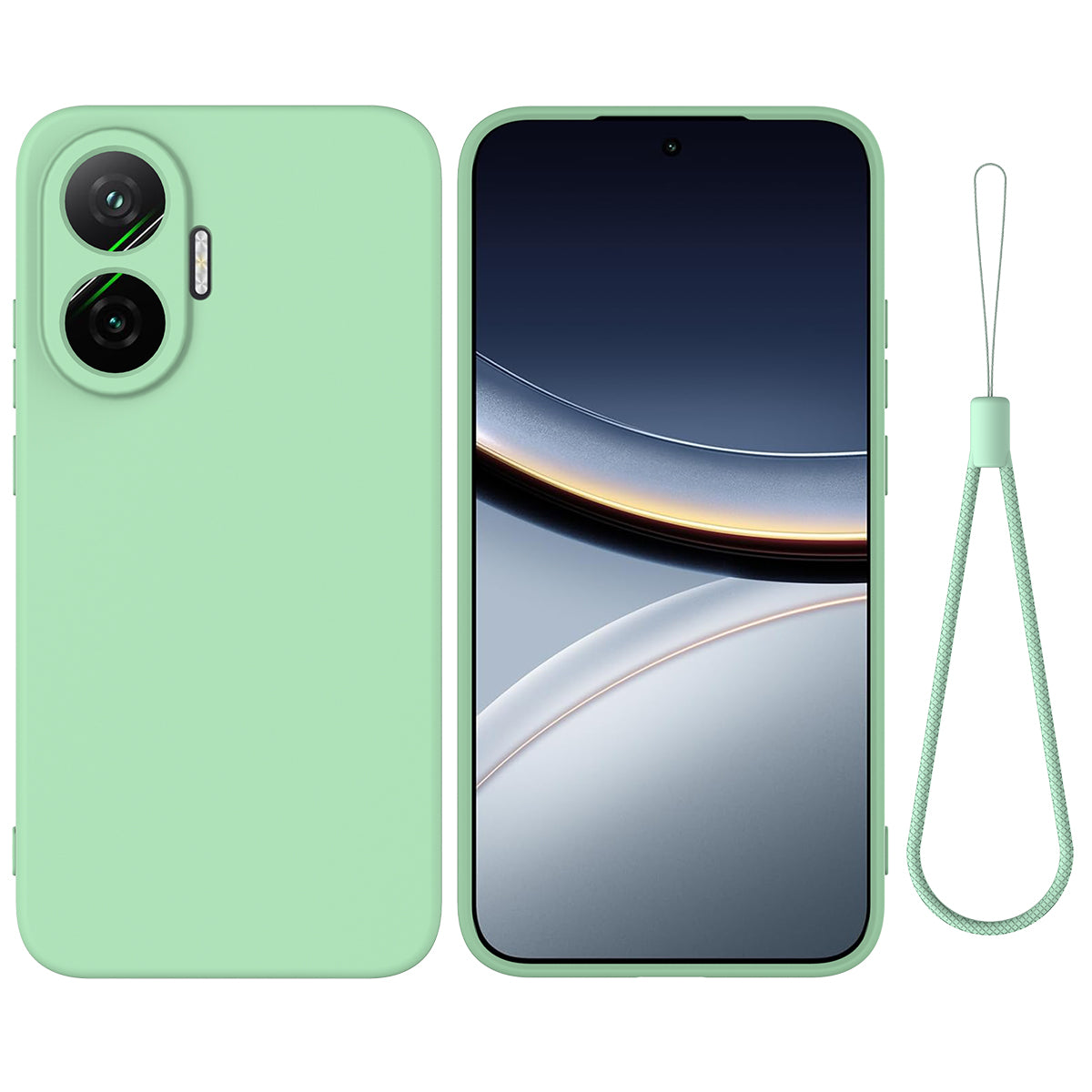 For Xiaomi Redmi Turbo 4 Pro 5G / Xiaomi Poco F7 5G Liquid Silicone Case Phone Back Cover with Hand Strap
