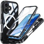 For iPhone 17 Magnetic Case PC + TPU Phone Cover with Tempered Glass Screen Film