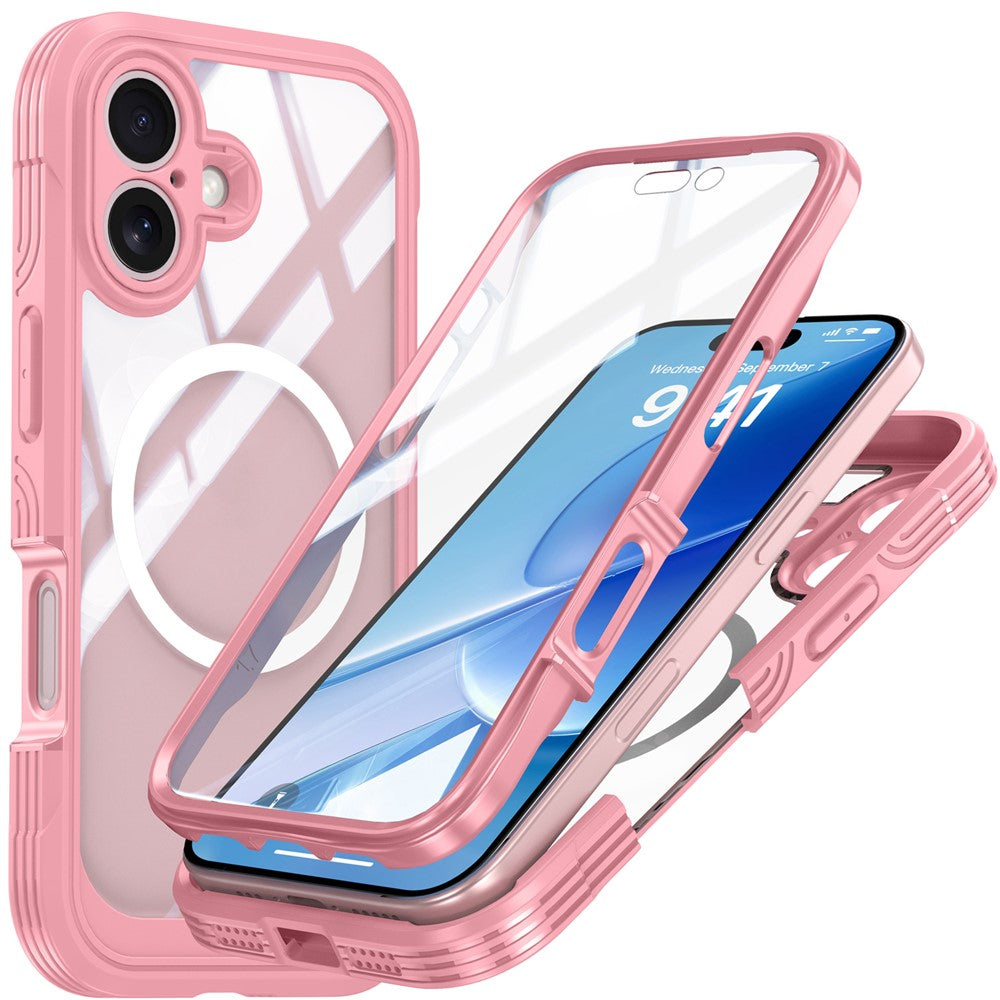 For iPhone 17 Magnetic Case PC + TPU Phone Cover with Tempered Glass Screen Film
