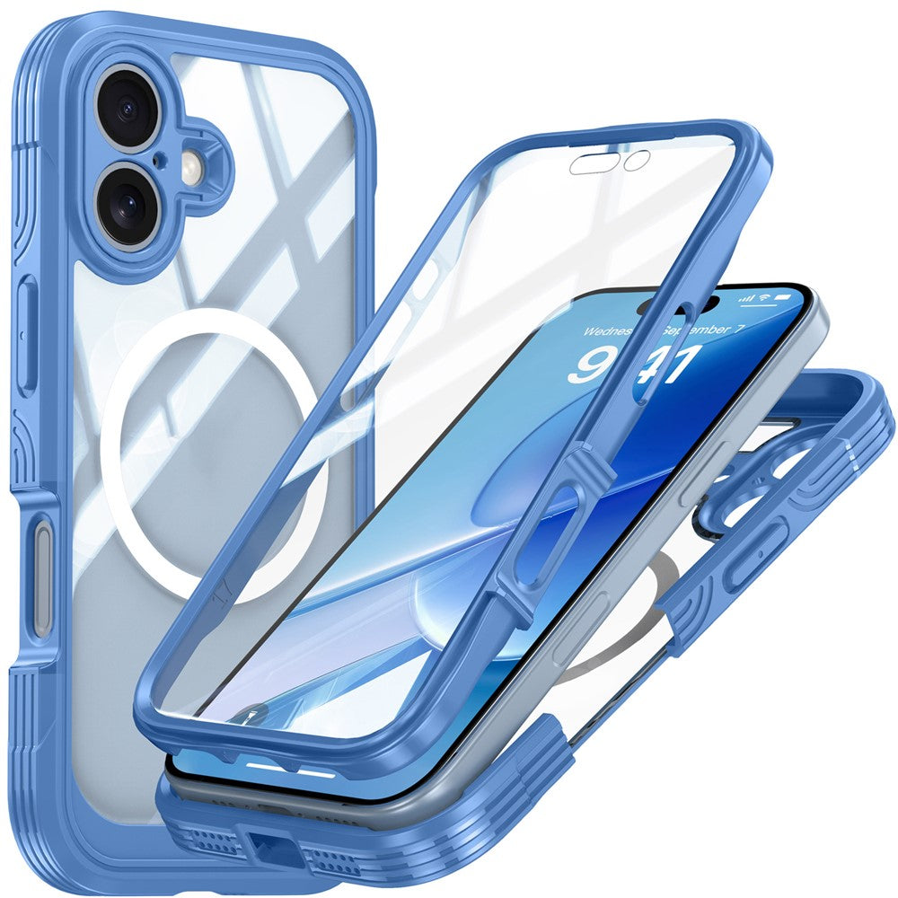 For iPhone 17 Magnetic Case PC + TPU Phone Cover with Tempered Glass Screen Film
