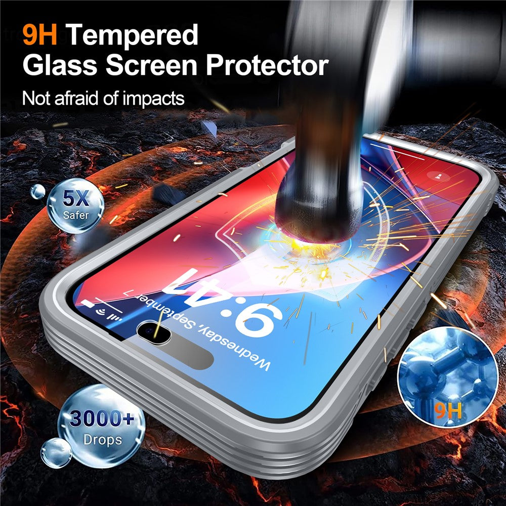 For iPhone 18 Pro / 17 Pro Magnetic Case PC + TPU Phone Cover with Tempered Glass Screen Film
