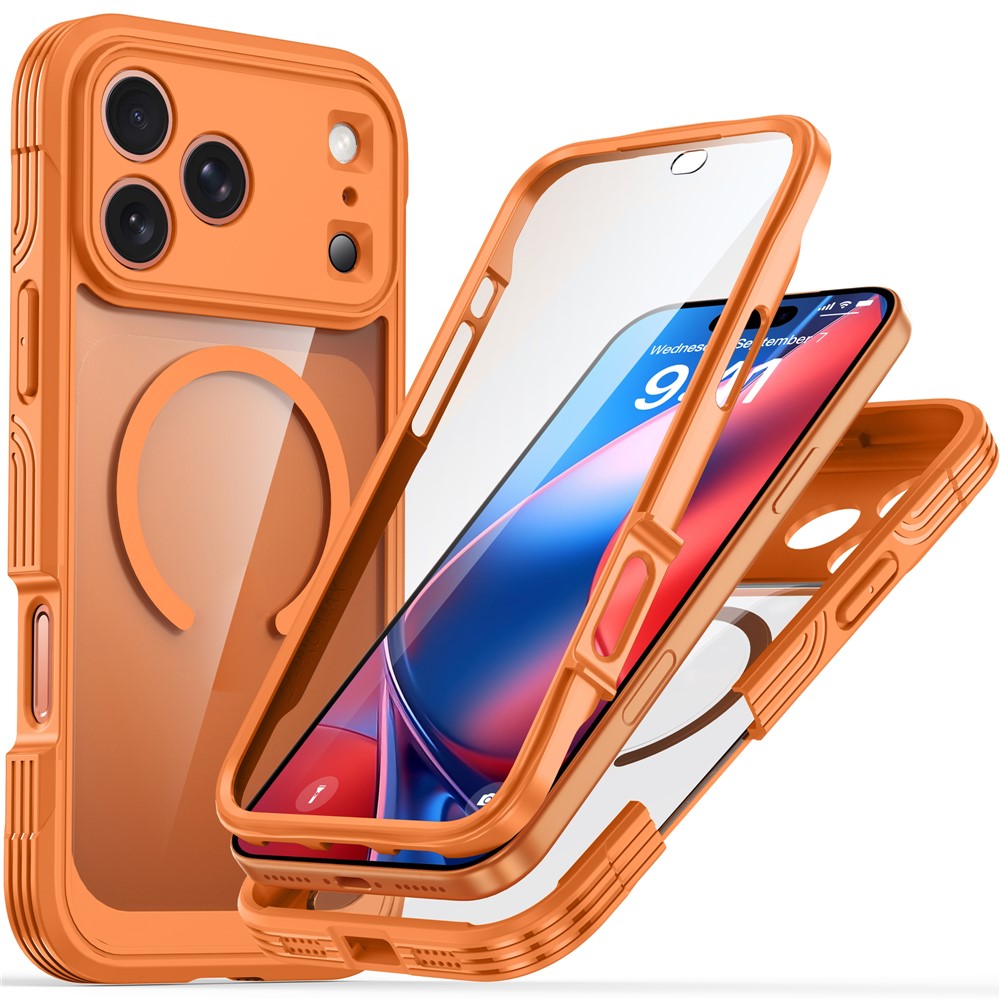 For iPhone 18 Pro / 17 Pro Magnetic Case PC + TPU Phone Cover with Tempered Glass Screen Film
