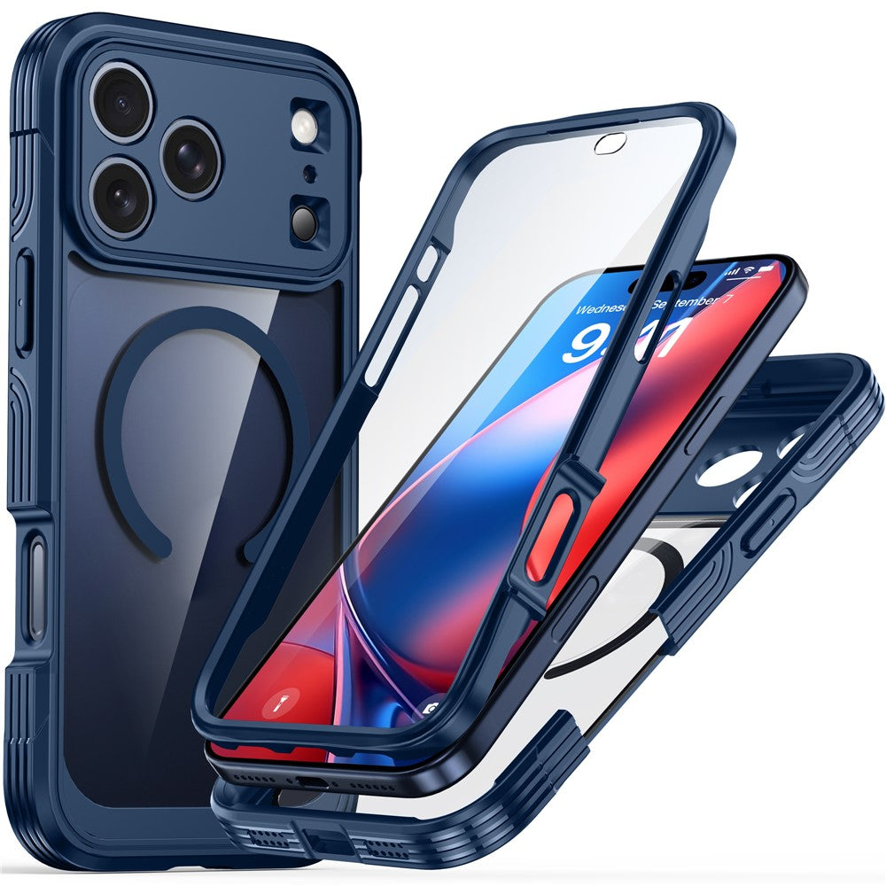 For iPhone 18 Pro / 17 Pro Magnetic Case PC + TPU Phone Cover with Tempered Glass Screen Film