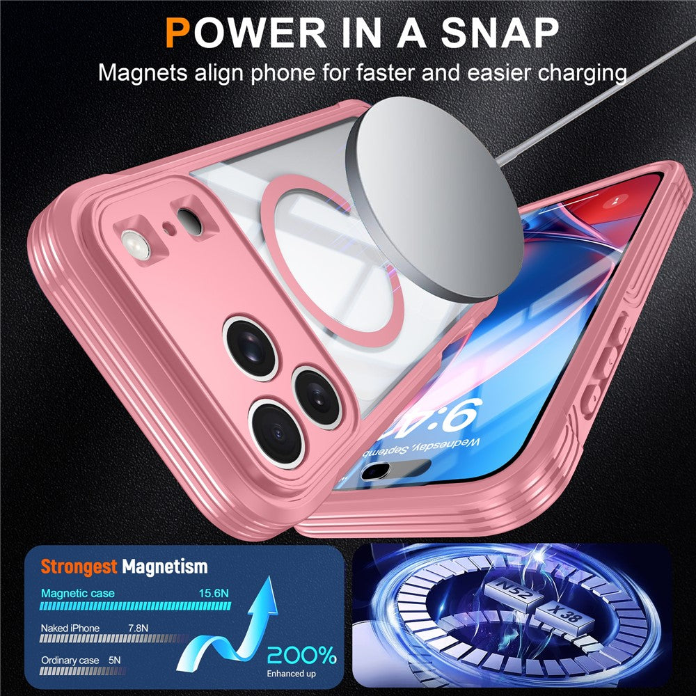 Til iPhone 18 Pro Max / 17 Pro Max cover kompatibel med MagSafe PC + TPU telefoncover med skærmbeskyttelsesfilm af hærdet glas