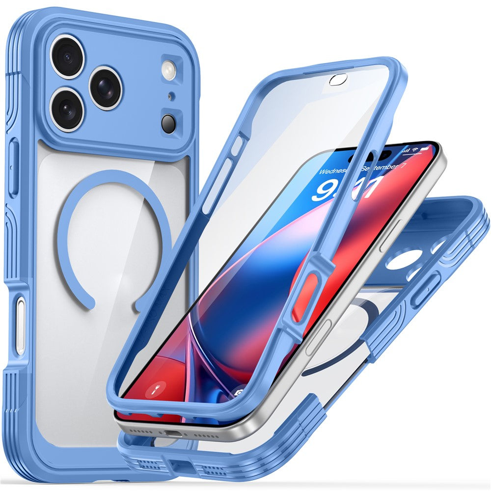 Til iPhone 18 Pro Max / 17 Pro Max cover kompatibel med MagSafe PC + TPU telefoncover med skærmbeskyttelsesfilm af hærdet glas
