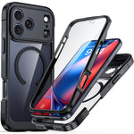 Til iPhone 18 Pro Max / 17 Pro Max cover kompatibel med MagSafe PC + TPU telefoncover med skærmbeskyttelsesfilm af hærdet glas