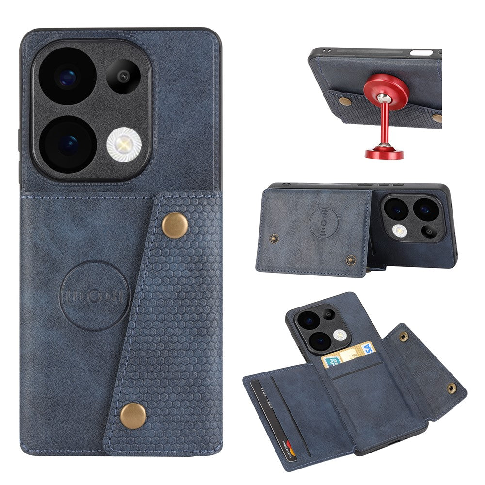 For Xiaomi Redmi Note 13 Pro 4G / Poco M6 Pro 4G Case with Card Slots Kickstand Leather + TPU Phone Cover