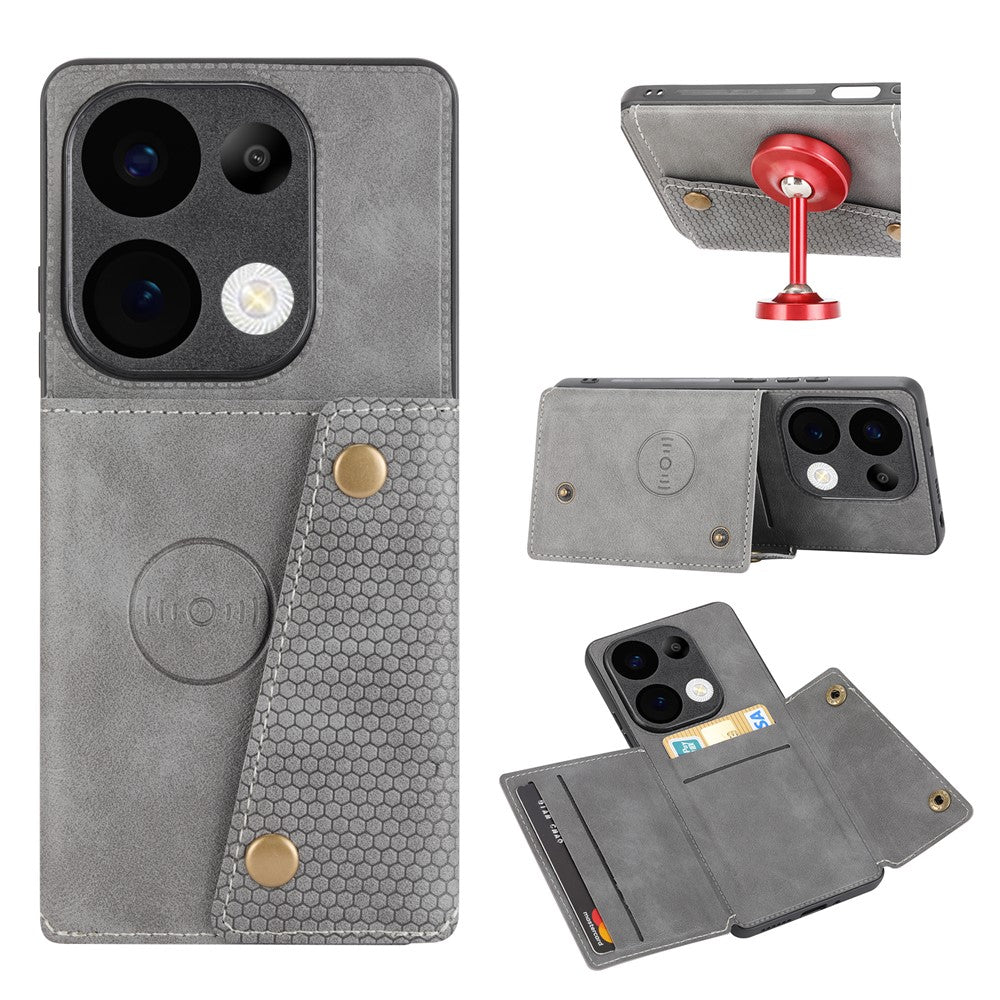 For Xiaomi Redmi Note 13 Pro 4G / Poco M6 Pro 4G Case with Card Slots Kickstand Leather + TPU Phone Cover